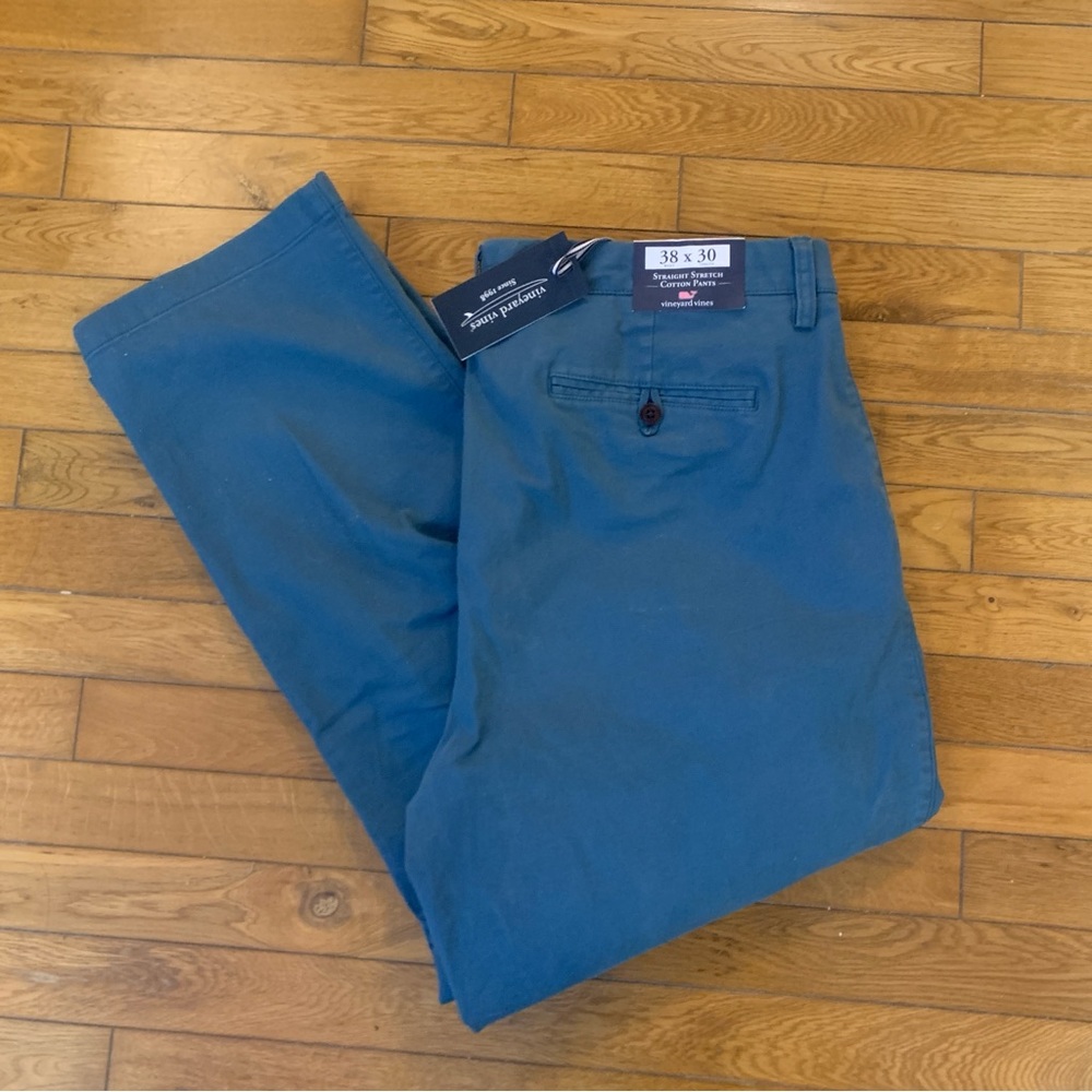 VINEYARD VINES Men 38x30 Straight Stretch Cotton Chino Pants Mallard Blue NWT